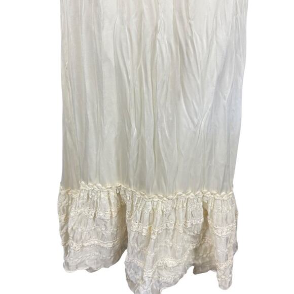 Vintage Prairie Cottagecore Victorian Bishio Sleeve Embroidered Ivory Dress XS - Picture 7 of 14